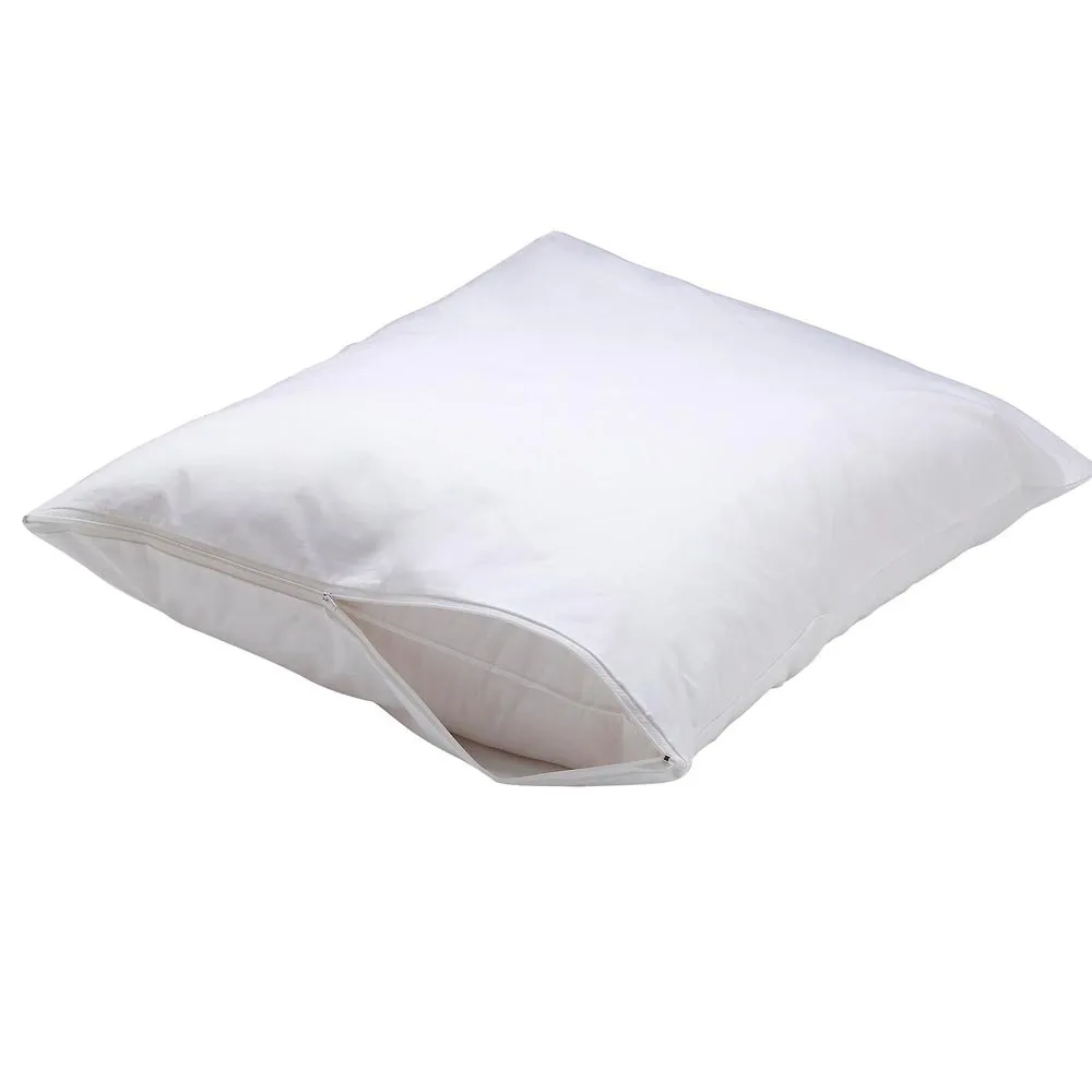 4 Pc Standard Pillow Case Zippered Cover Soft Vinyl Water Resistant White 27"