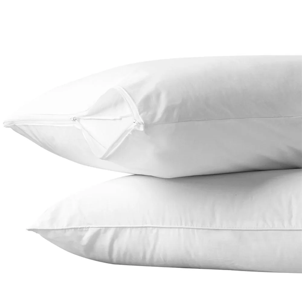 6 Pc Soft Pillow Protector Zippered Premium Vinyl Waterproof Bedding White Case