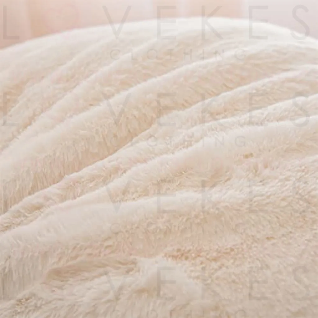 A Nice Night Faux Fur Reading Pillow Bed Wedge Large Adult Children Backrest with Arms Back Support for Sitting Up in Bed / Couch for Bedrest,Ivory