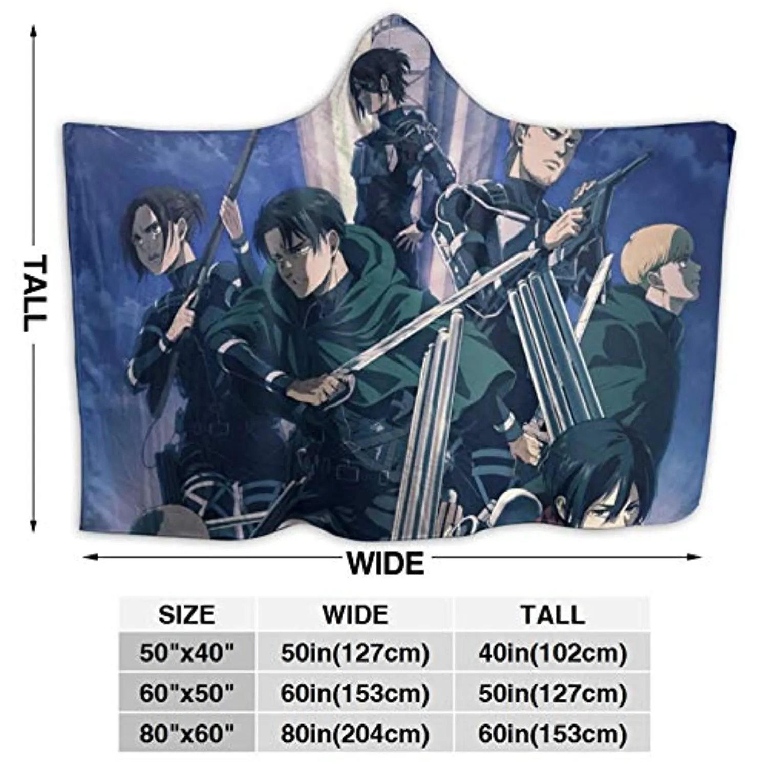 Anime Attack On Titan Hooded Blanket - Fleece Flannel Soft Warm Blanket