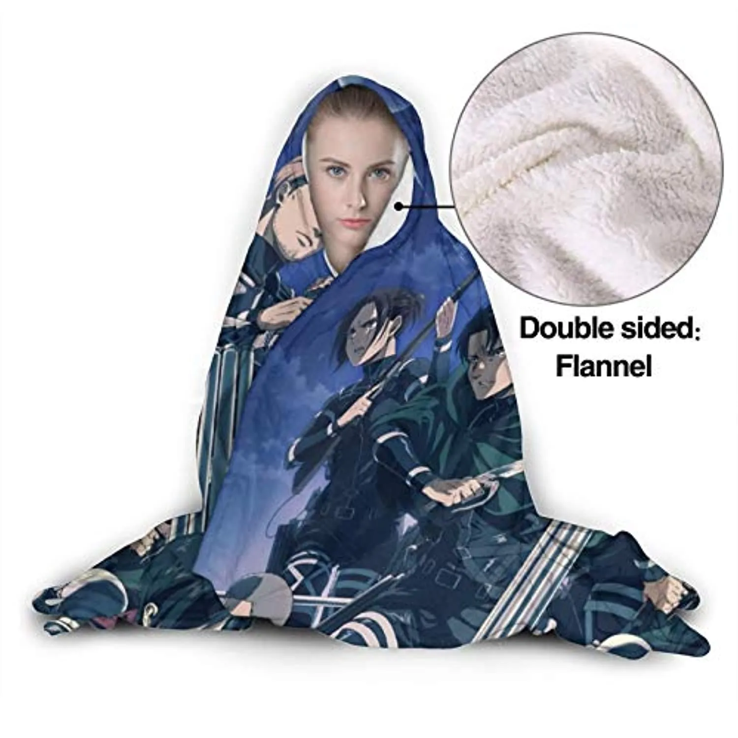 Anime Attack On Titan Hooded Blanket - Fleece Flannel Soft Warm Blanket