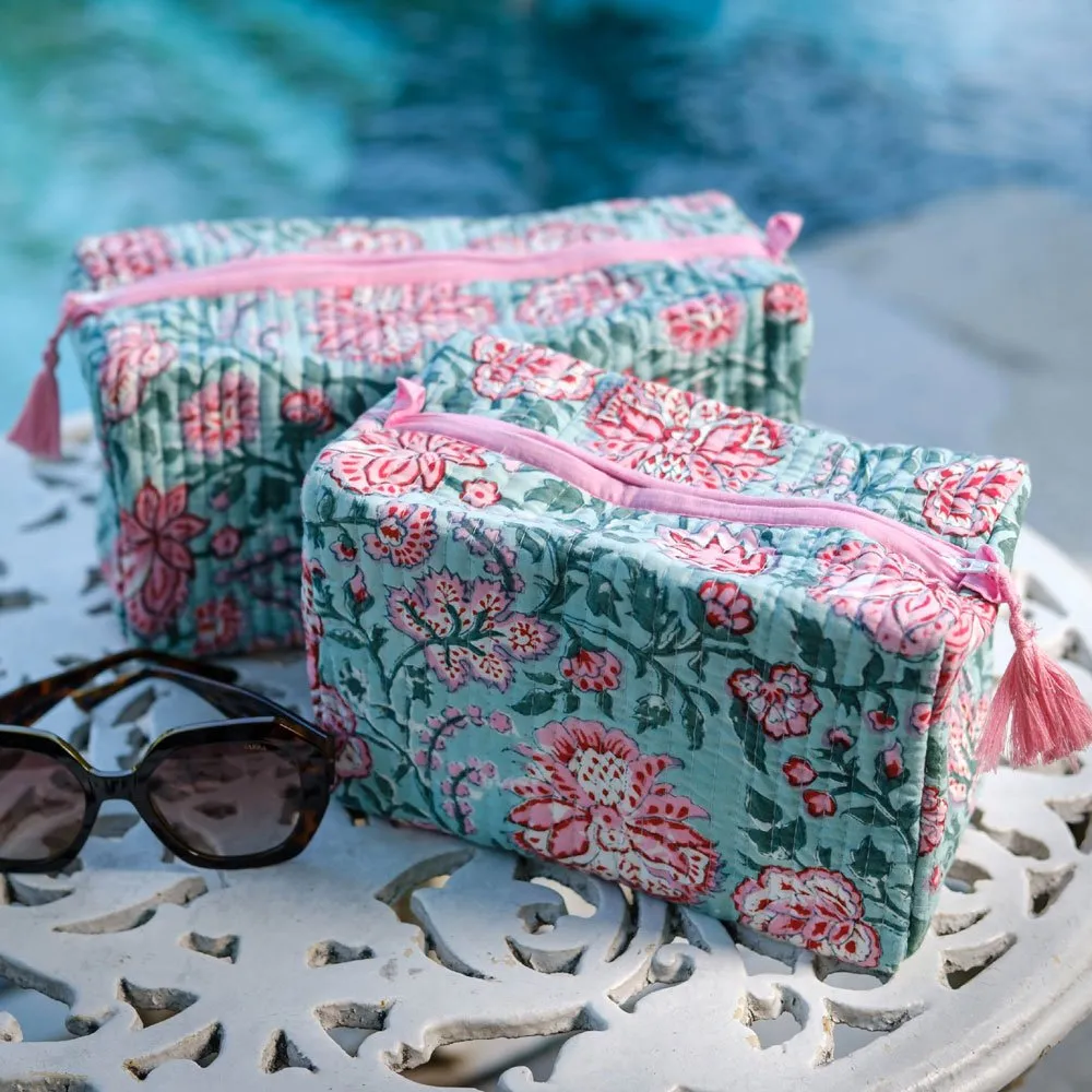 Block Print Cosmetic Bags - Flower Gud (Set of 2)