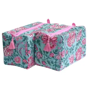 Block Print Cosmetic Bags - Flower Gud (Set of 2)