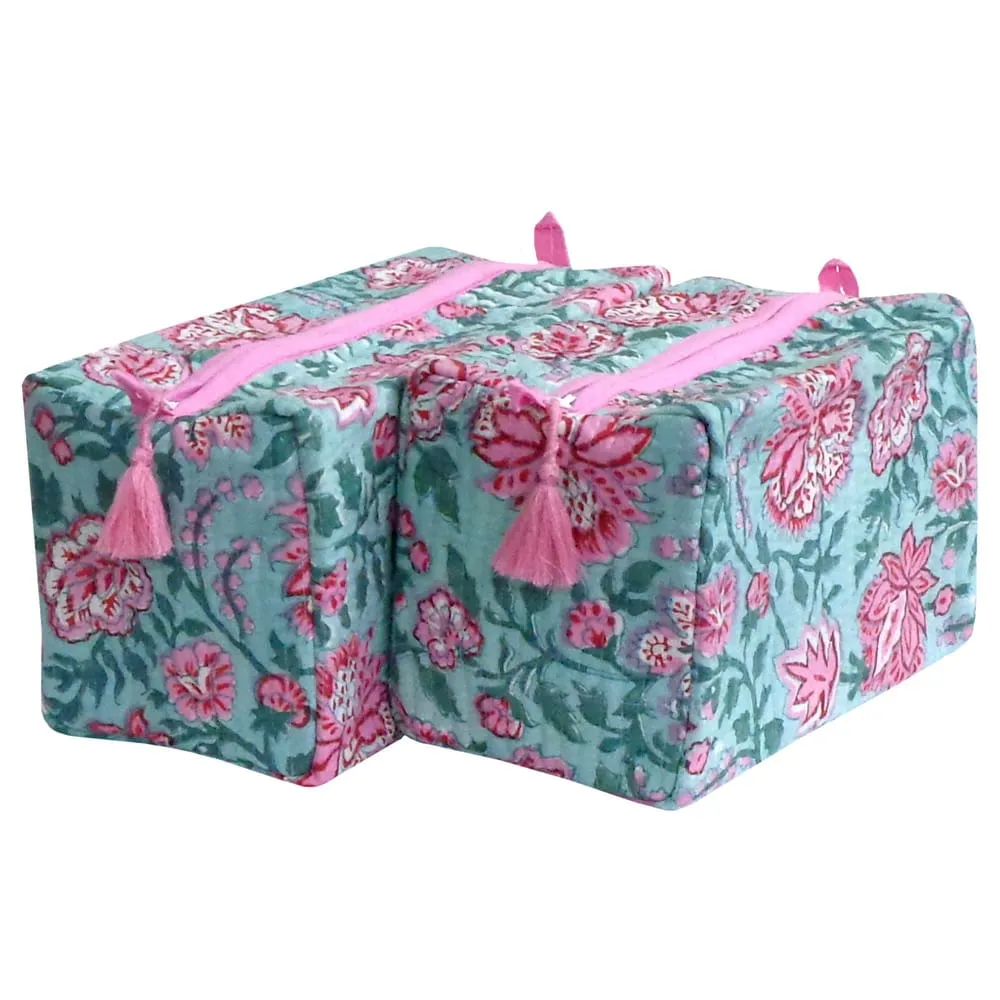 Block Print Cosmetic Bags - Flower Gud (Set of 2)