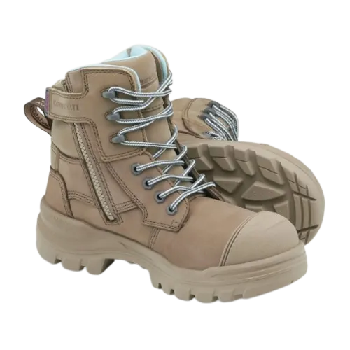 BLUNDSTONE 8863 Womens RotoFlex Zip Safety Boot - Stone