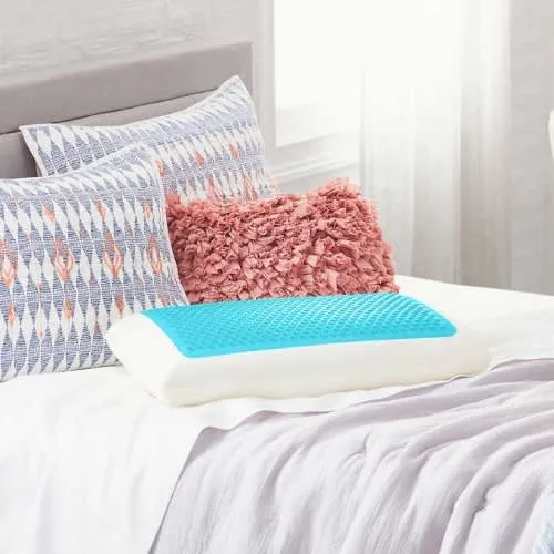 Comfort Revolution Originals Blue Bubble Gel   Memory Foam Cooling Bed Pillow - King Size