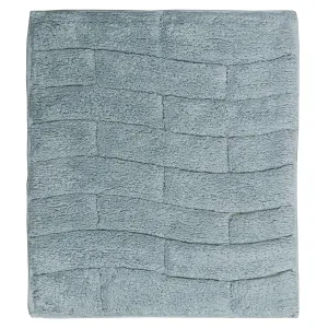 Comfortable Feel With Bathroom Stylish Look  This Block Designed Cotton Bath Rug 24" X 40" Light Blue
