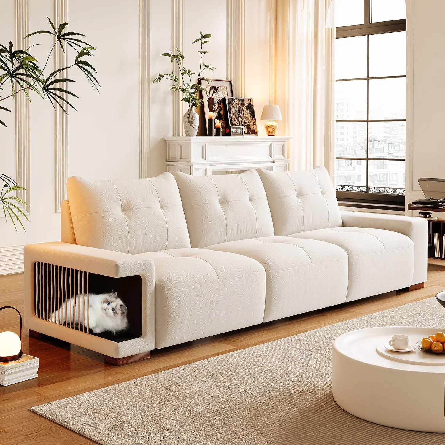 Couch.com 3 Seater Sofa Couch For Living Room, Modern Couches For Small Space, Cat Nest Sofa, For Cat Friendly, Comfy Couch With Waterproof And Cat Scratch Resistant Fabric, Durable Design by Couch.com