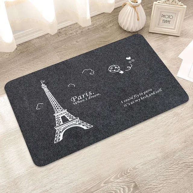 Creative pattern bath mat Soft comfortable Water absorption non-slip Not fade bathroom carpet Kitchen bedroom stair bathroom mat