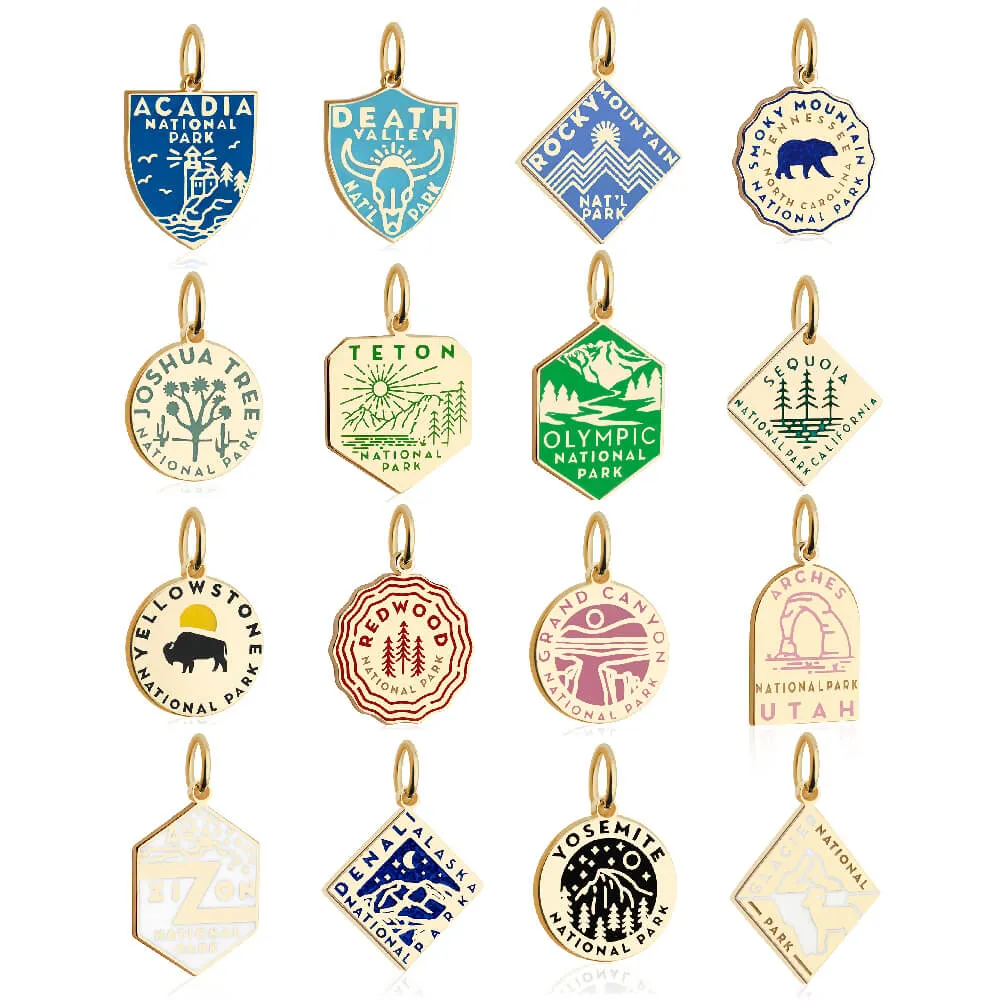 Death Valley National Park Charm, Gold Enamel