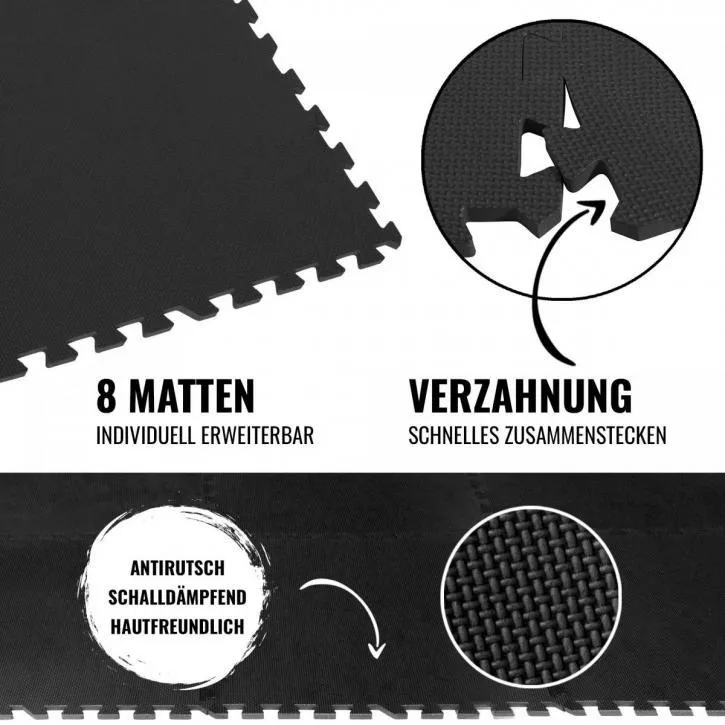 Floor Mat Set - 8 Mats - Black