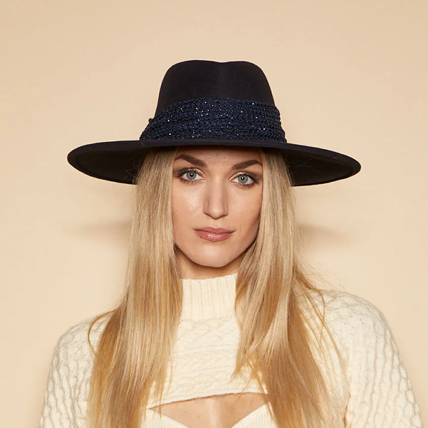 Harlowe Crystal Mesh Fedora
