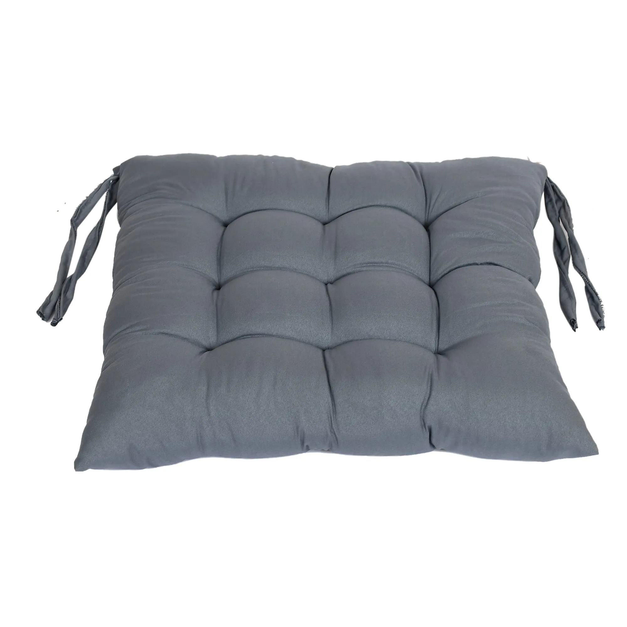 Heart Home Microfiber Square Chair Pad Seat Cushion for Car Pad, Office Chair, Indoor/Outdoor, Dining Living Room, Kitchen with Ties, 18 * 18 Inch (Grey), Standard (HS_37_HEARTH020816)