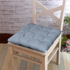 Heart Home Microfiber Square Chair Pad Seat Cushion for Car Pad, Office Chair, Indoor/Outdoor, Dining Living Room, Kitchen with Ties, 18 * 18 Inch (Grey), Standard (HS_37_HEARTH020816)