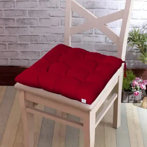 Heart Home Microfiber Square Chair Pad Seat Cushion for Car Pad, Office Chair, Indoor/Outdoor, Dining Living Room, Kitchen with Ties, 18 * 18 Inch (Maroon), Standard, HS_37_HEARTH020856