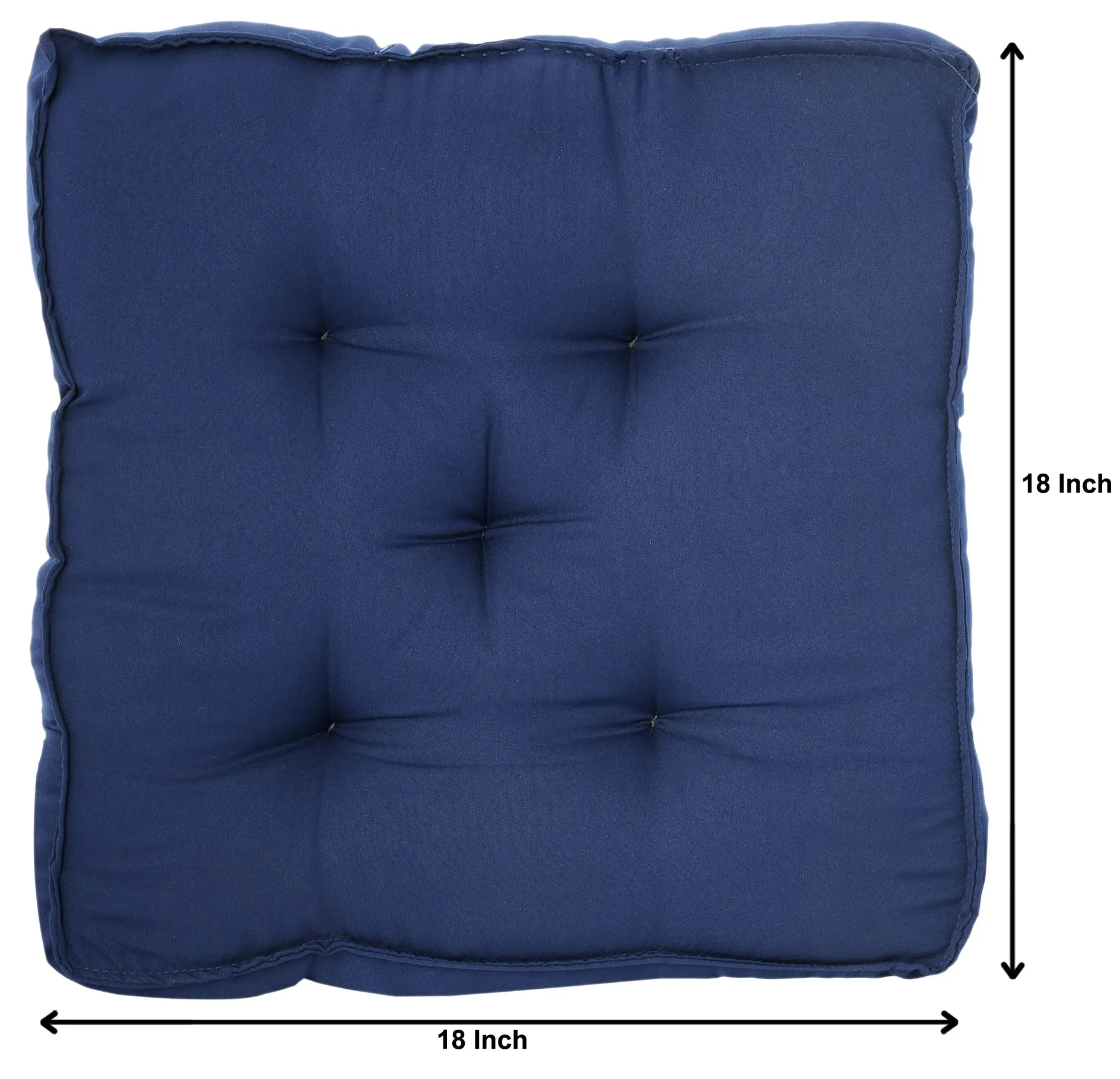 Heart Home Microfiber Square Chair Pad/Cushion for Office, Home or Car Sitting, 18 * 18 Inch (Navy Blue), Standard (HS_37_HEARTH020897)