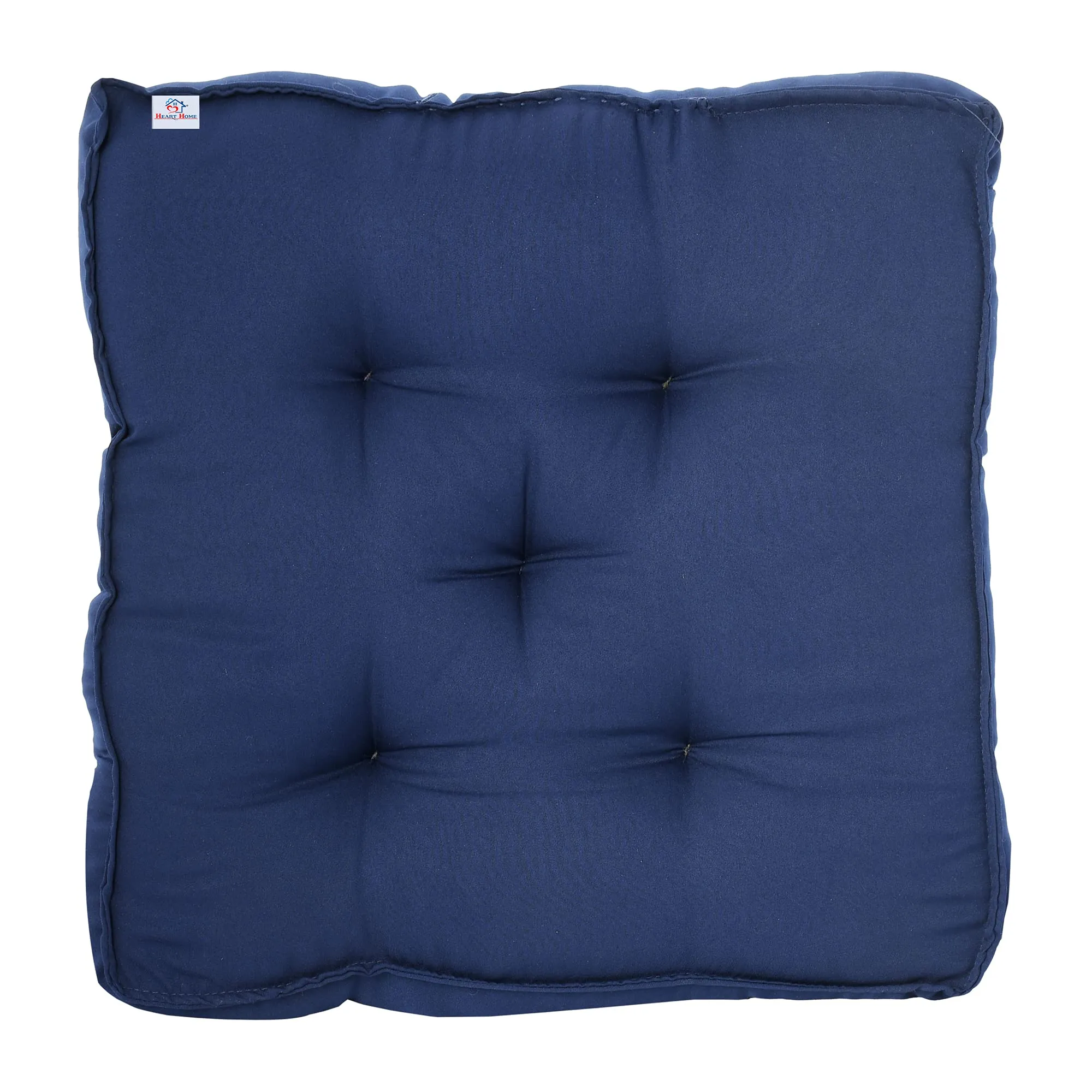 Heart Home Microfiber Square Chair Pad/Cushion for Office, Home or Car Sitting, 18 * 18 Inch (Navy Blue), Standard (HS_37_HEARTH020897)