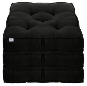 Heart Home Microfiber Square Chair Pad/Cushion for Office, Home or Car Sitting-Pack of 4, 18 * 18 Inch (Black), Standard (HS_37_HEARTH020887)