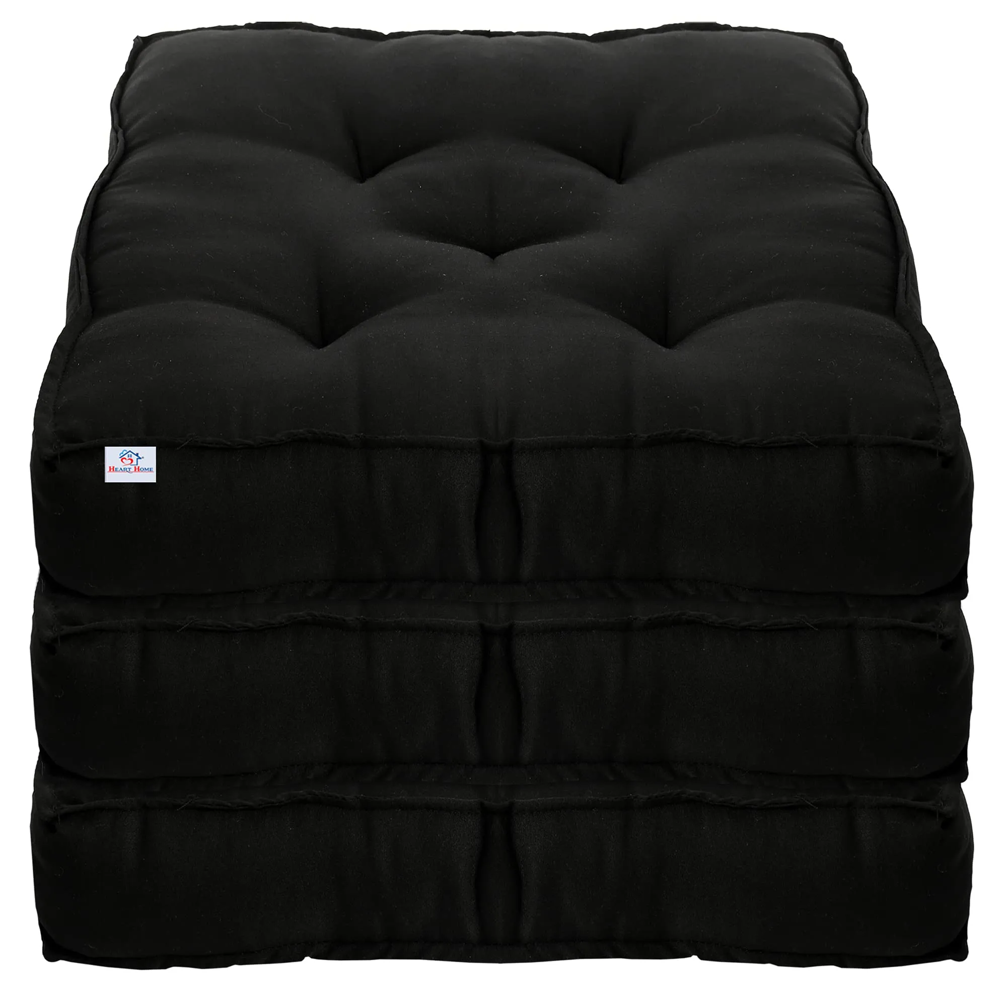 Heart Home Microfiber Square Chair Pad/Cushion for Office, Home or Car Sitting-Pack of 4, 18 * 18 Inch (Black), Standard (HS_37_HEARTH020887)