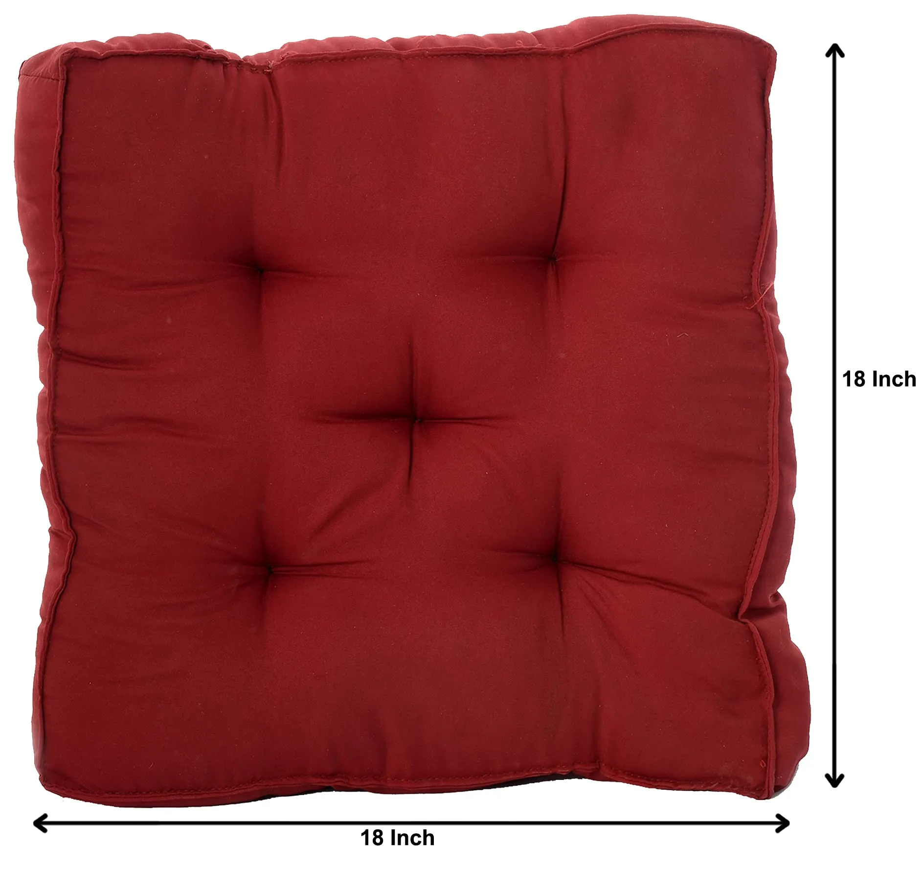 Heart Home Microfiber Square Chair Pad/Cushion for Office, Home or Car Sitting-Pack of 4, 18 * 18 Inch (Maroon) (Model: HS_37_HEARTH020911)