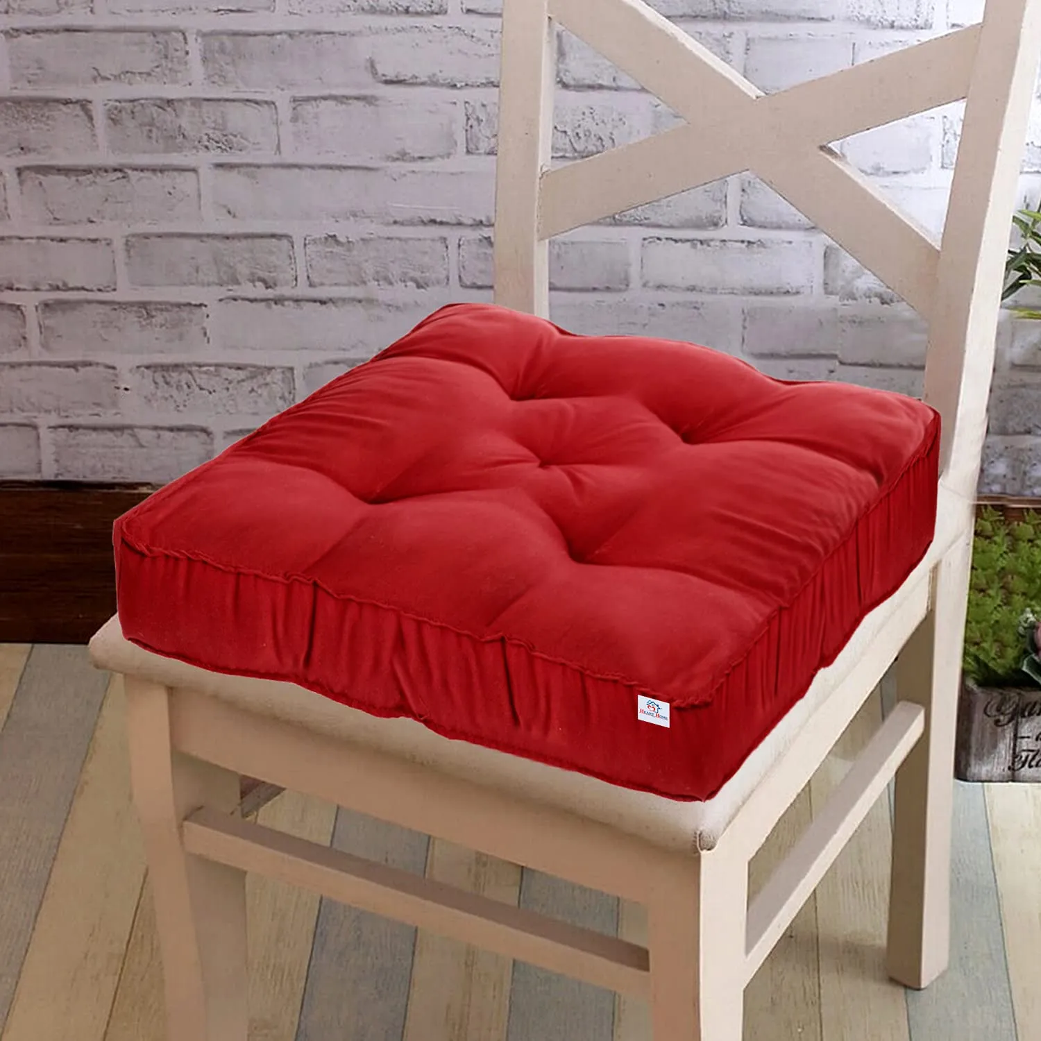 Heart Home Microfiber Square Chair Pad/Cushion for Office, Home or Car Sitting-Pack of 4, 18 * 18 Inch (Maroon) (Model: HS_37_HEARTH020911)