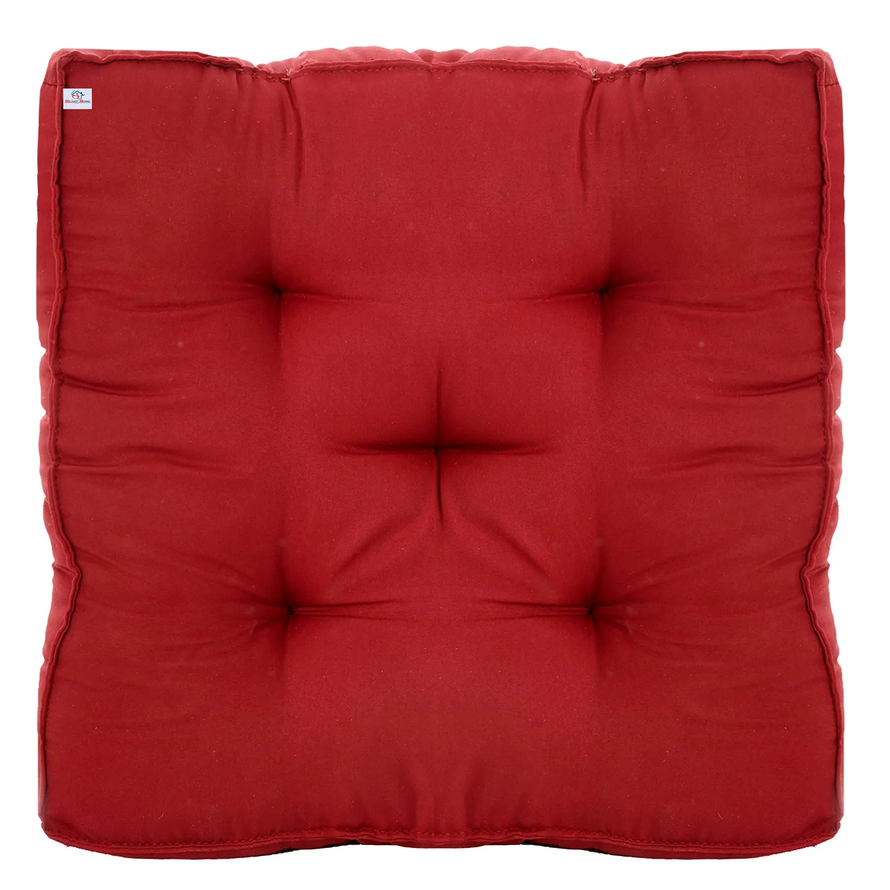 Heart Home Microfiber Square Chair Pad/Cushion for Office, Home or Car Sitting-Pack of 4, 18 * 18 Inch (Maroon) (Model: HS_37_HEARTH020911)