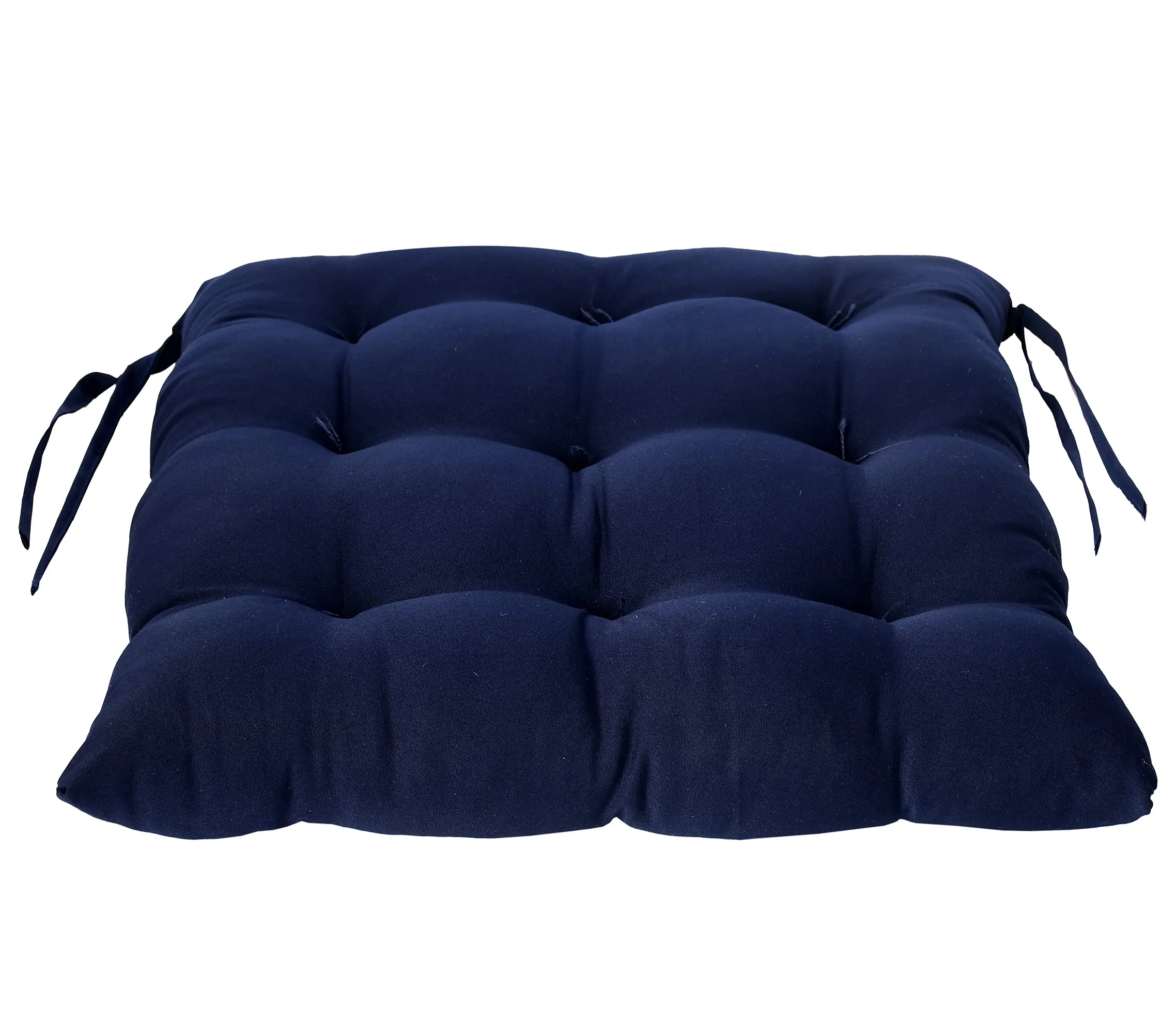 Heart Home Microfiber Square Chair Pad/Cushion for Office, Home or Car Sitting with Ties-Pack of 4, 18 * 18 Inch (Navy Blue), Standard, HS_37_HEARTH020855