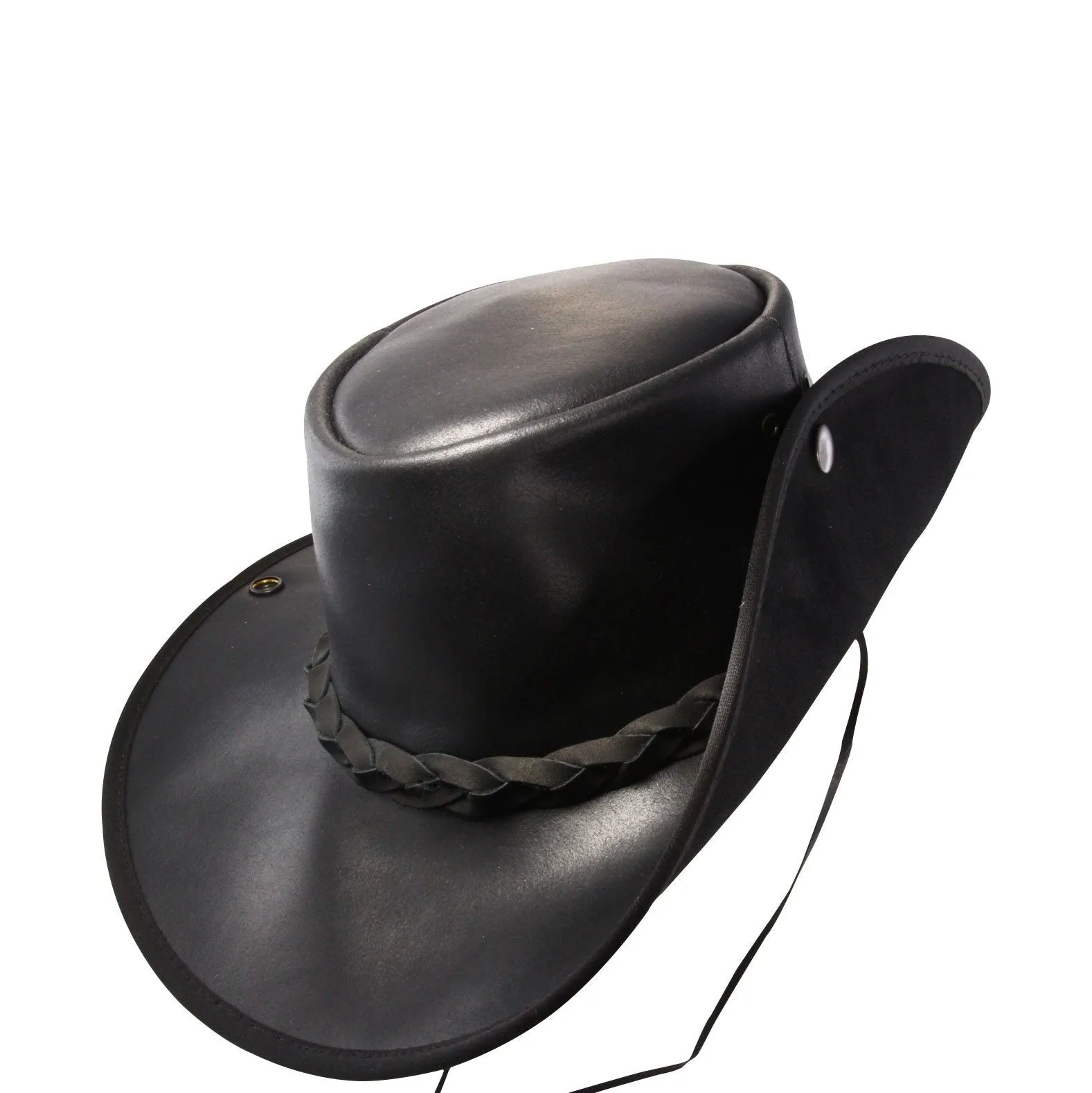 Jacaru Hats Boundary Rider Leather Hat - Black