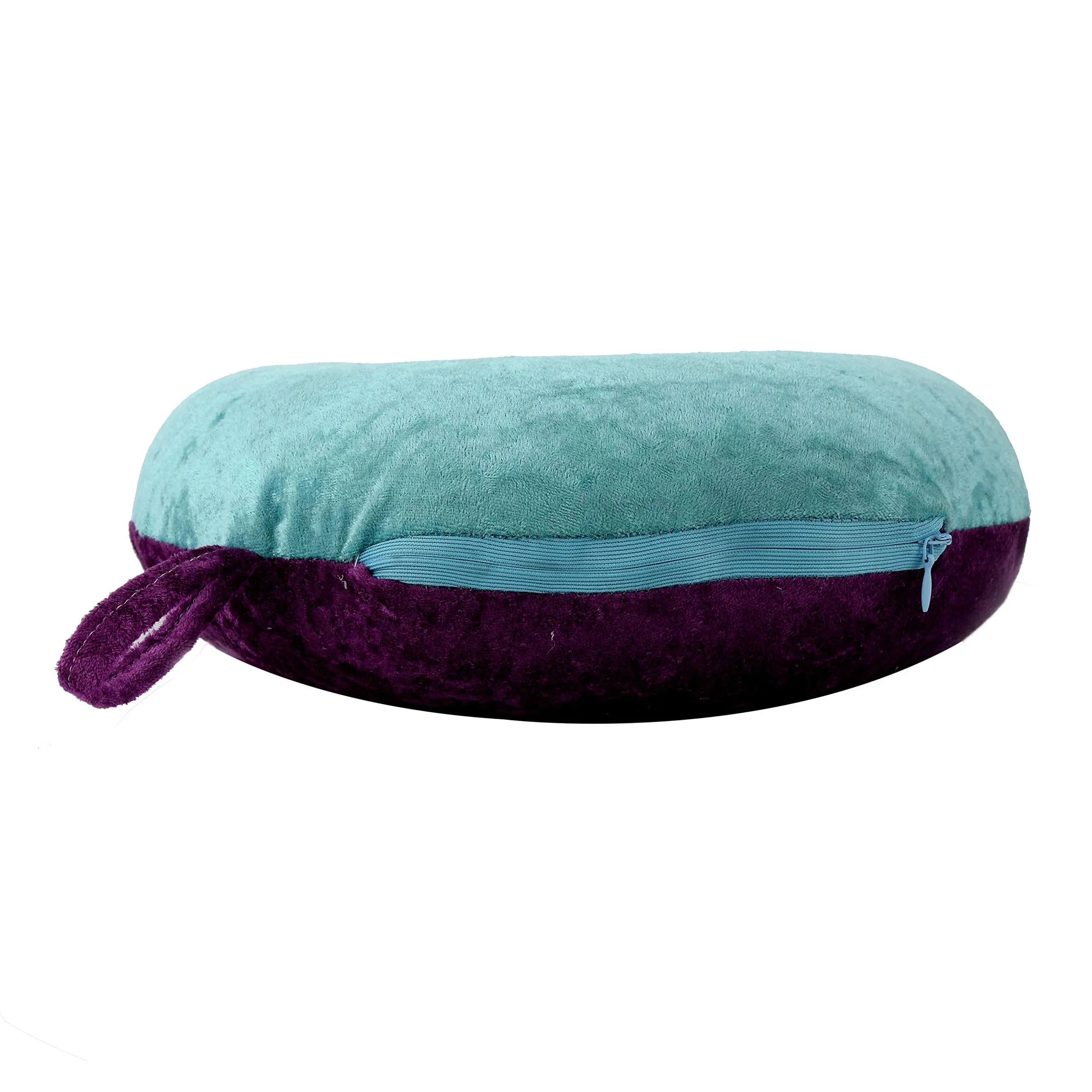 Kuber Industries 2 Pieces Unisex U-Shaped 100 Percent Pure Micro Fibre Soft Cushions Neck Rest Pillow for Travel, Car, Train, Flight, Bus (Purple & Green,Black & Grey)-CTKTC039209
