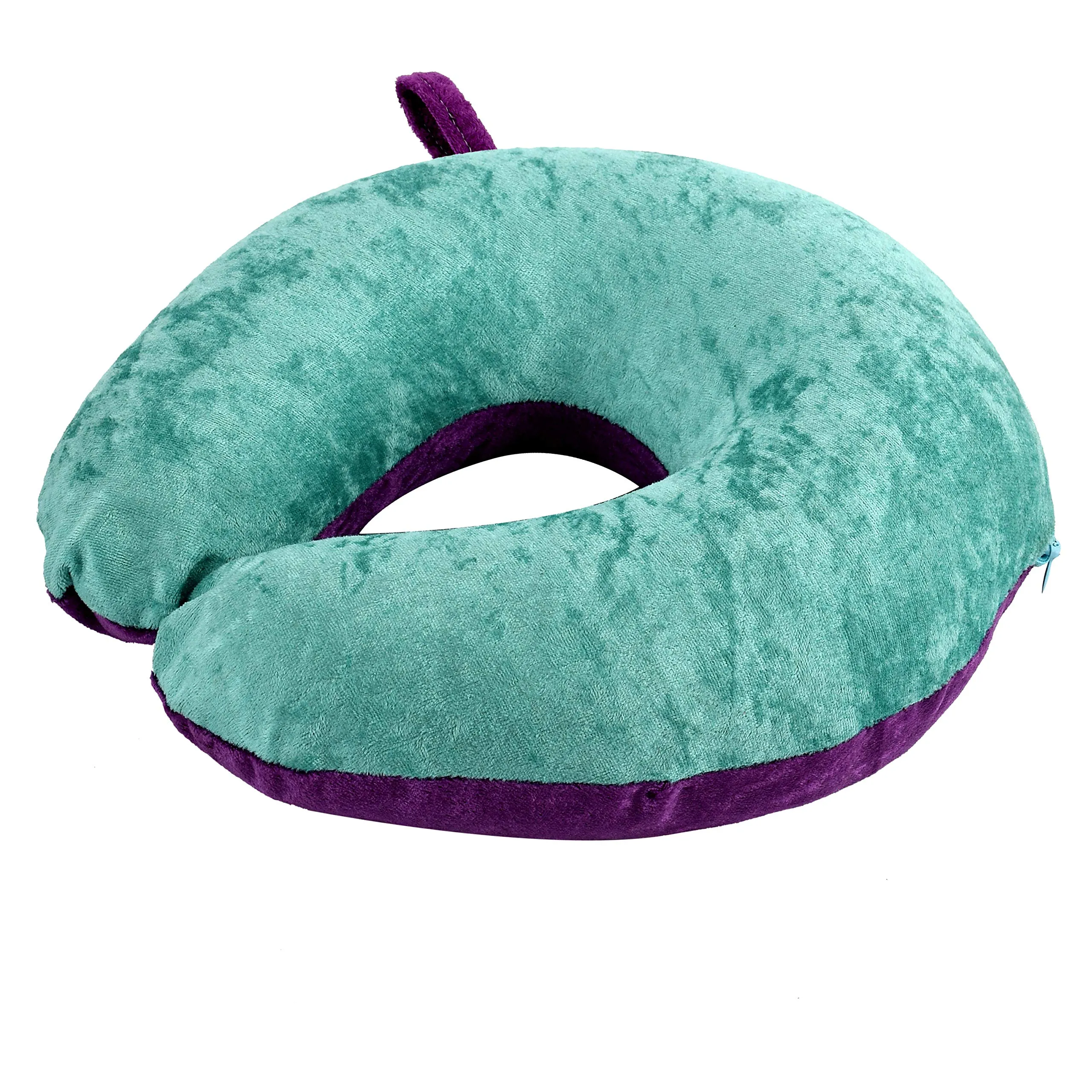 Kuber Industries 2 Pieces Unisex U-Shaped 100 Percent Pure Micro Fibre Soft Cushions Neck Rest Pillow for Travel, Car, Train, Flight, Bus (Purple & Green,Black & Grey)-CTKTC039209