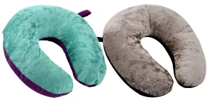 Kuber Industries 2 Pieces Unisex U-Shaped 100 Percent Pure Micro Fibre Soft Cushions Neck Rest Pillow for Travel, Car, Train, Flight, Bus (Purple & Green,Black & Grey)-CTKTC039209