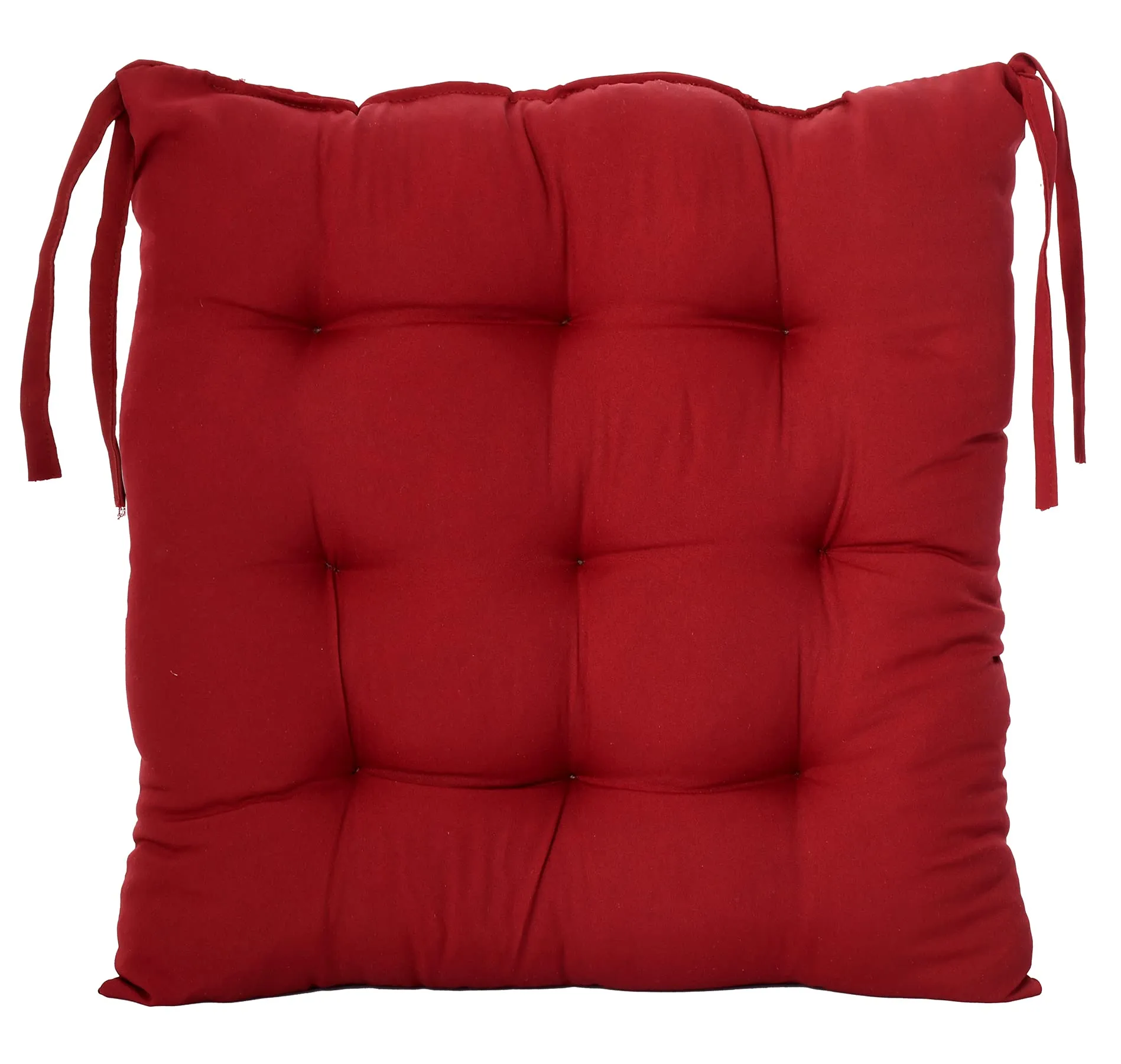 Kuber Industries Microfiber Square Chair Pad Seat Cushion for Car Pad, Office Chair, Indoor/Outdoor, Dining Living Room, Kitchen with Ties, 18 * 18 Inch (Maroon), (Model: HS_37_KUBMART020856)