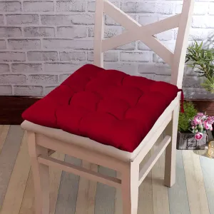 Kuber Industries Microfiber Square Chair Pad Seat Cushion for Car Pad, Office Chair, Indoor/Outdoor, Dining Living Room, Kitchen with Ties, 18 * 18 Inch (Maroon), (Model: HS_37_KUBMART020856)