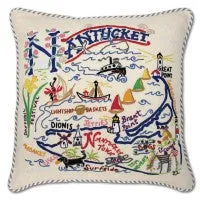 Nantucket Hand-Embroidered Pillow