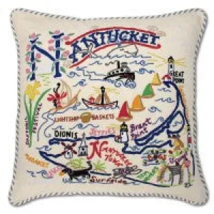 Nantucket Hand-Embroidered Pillow