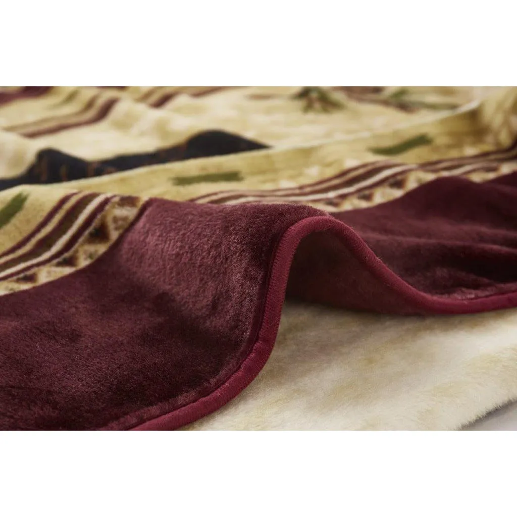 Native Bear Patchwork Plush Blanket DB5350-2 Queen Size