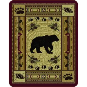 Native Bear Patchwork Plush Blanket DB5350-2 Queen Size
