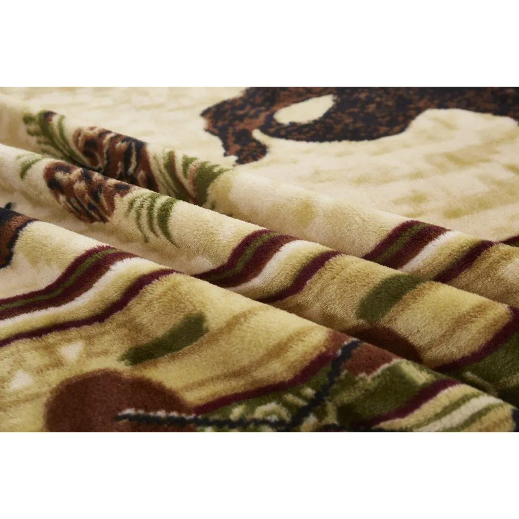 Native Bear Patchwork Plush Blanket DB5350-2 Queen Size