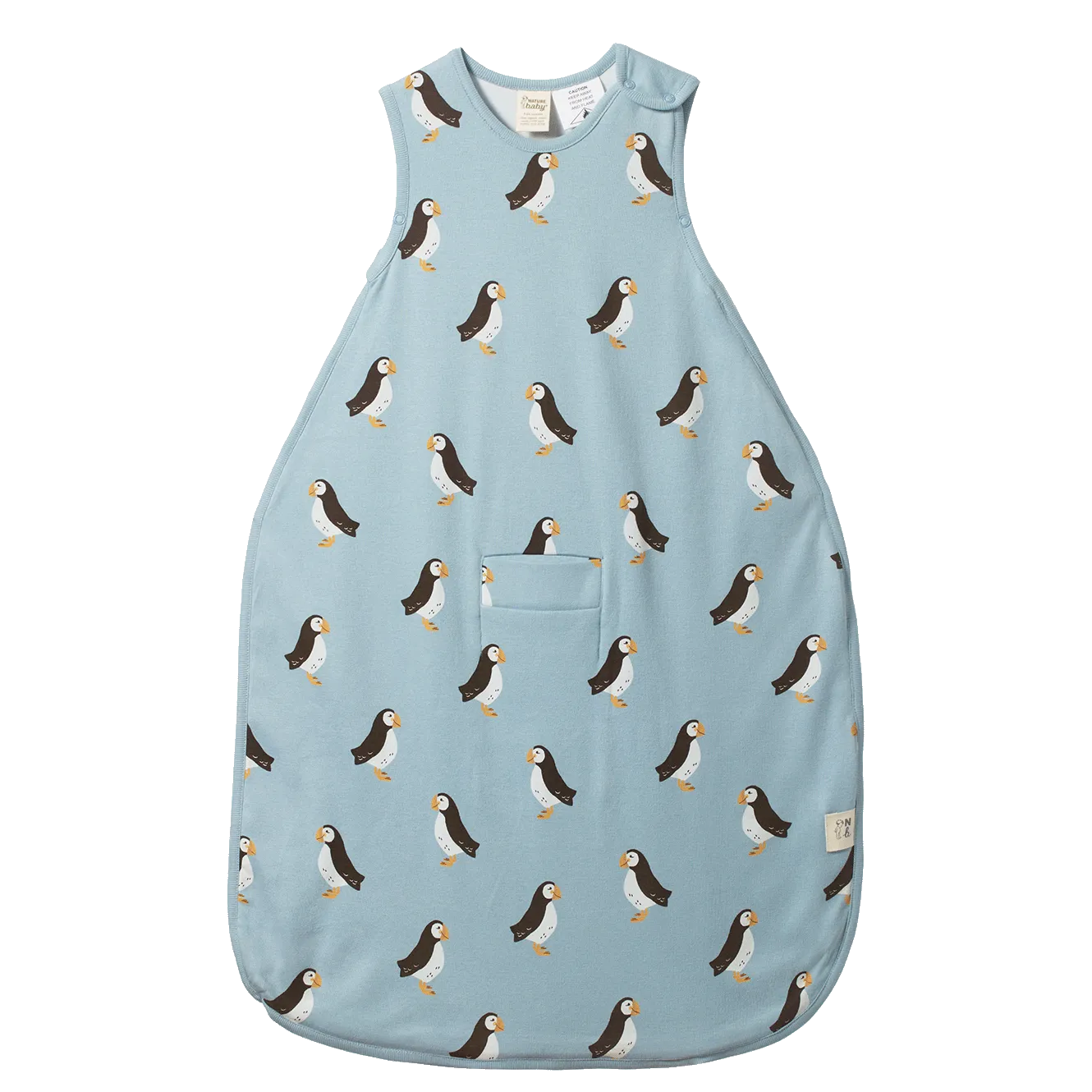 Nature Baby Organic Cotton & Merino Sleeping Bag - Puffin Print