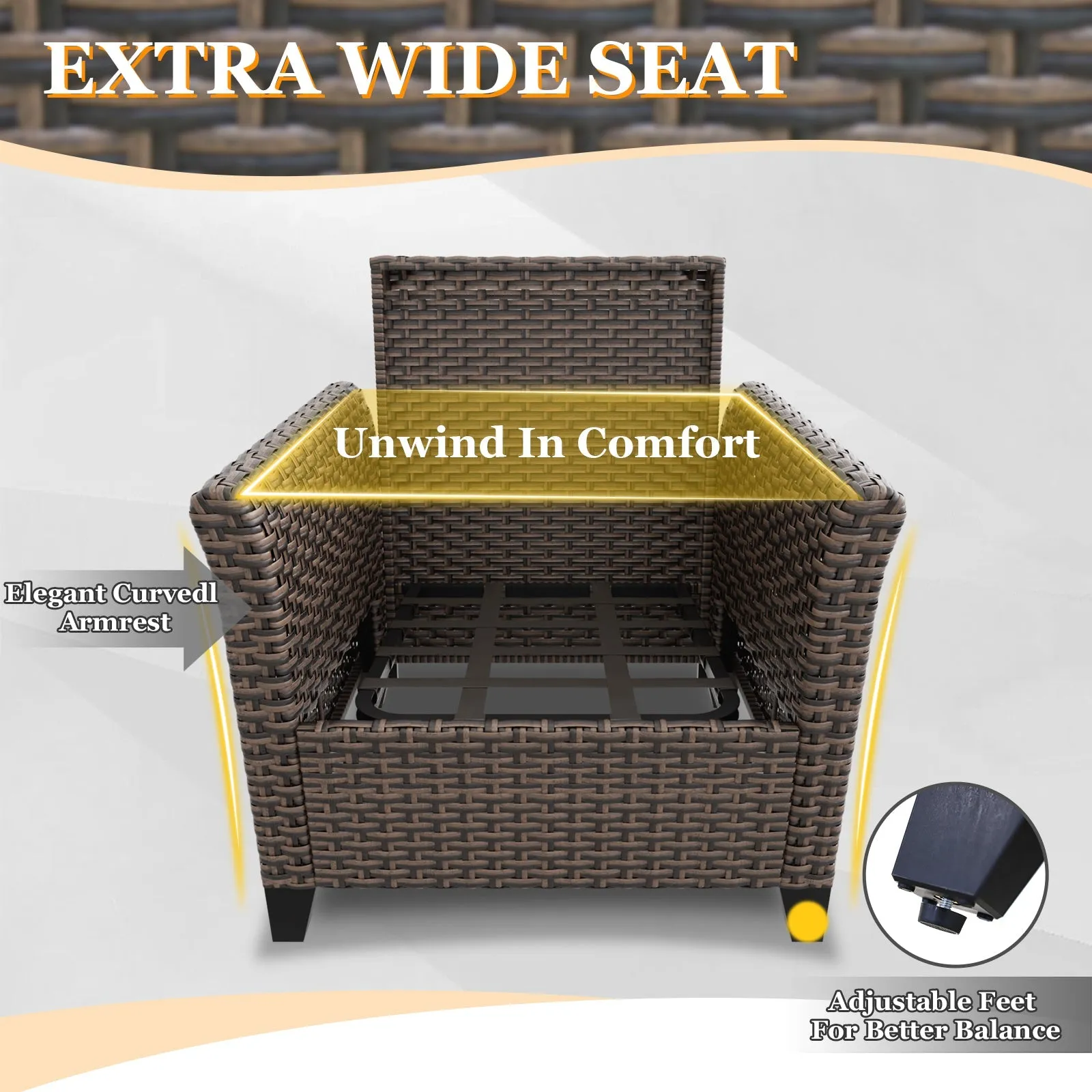 Ocean Vista Wicker Outdoor Patio Furniture Set w/ 2-Seat Loveseat, Patio Chairs, 5 Piece