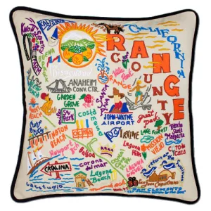 Orange County Hand-Embroidered Pillow