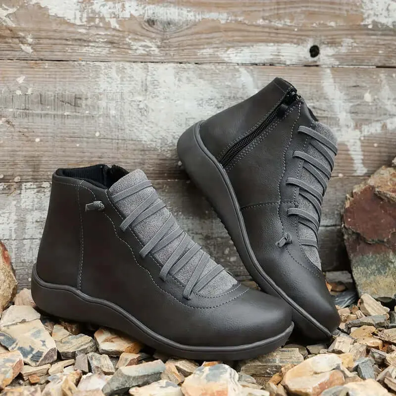 Orthopedic Leather Zip Shoes: Comfort & Style