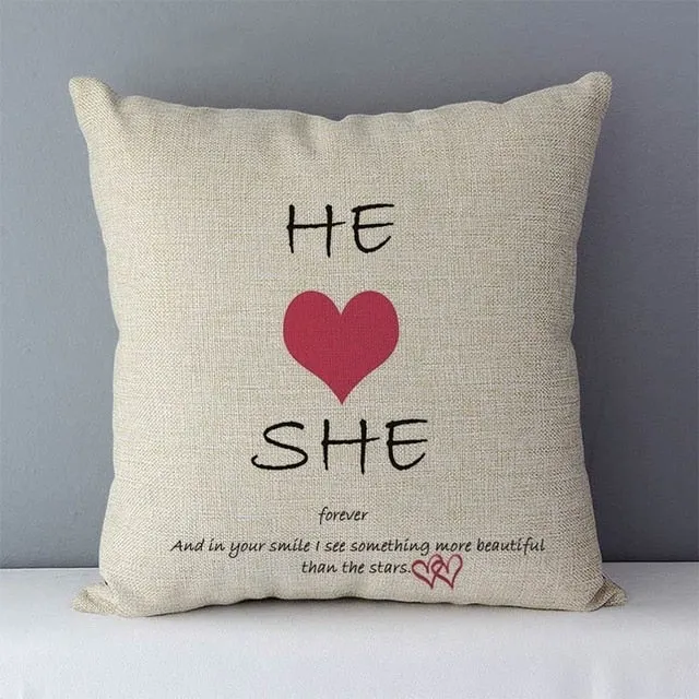 Popular phrase words letters printed couch cushion home decorative pillows 45x45cm cotton linen square cushions "Love you more"