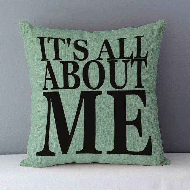 Popular phrase words letters printed couch cushion home decorative pillows 45x45cm cotton linen square cushions "Love you more"