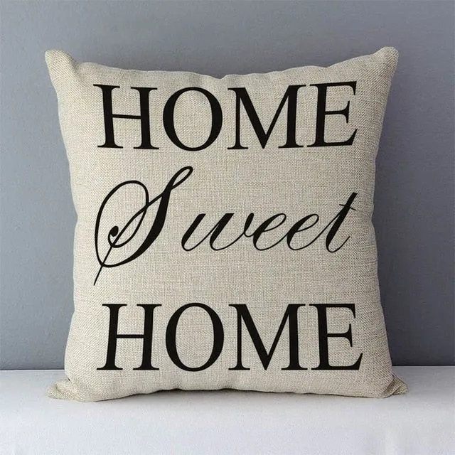 Popular phrase words letters printed couch cushion home decorative pillows 45x45cm cotton linen square cushions "Love you more"