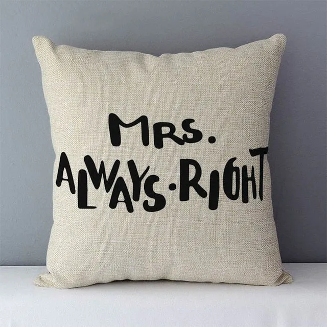 Popular phrase words letters printed couch cushion home decorative pillows 45x45cm cotton linen square cushions "Love you more"