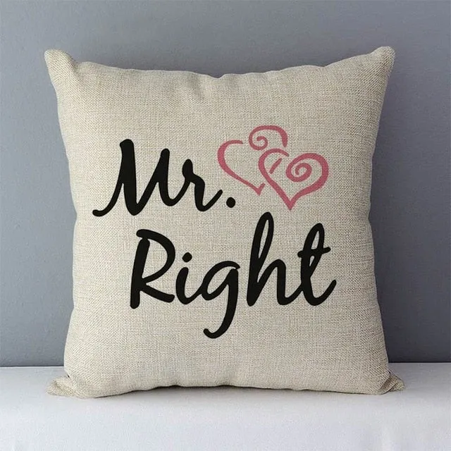 Popular phrase words letters printed couch cushion home decorative pillows 45x45cm cotton linen square cushions "Love you more"