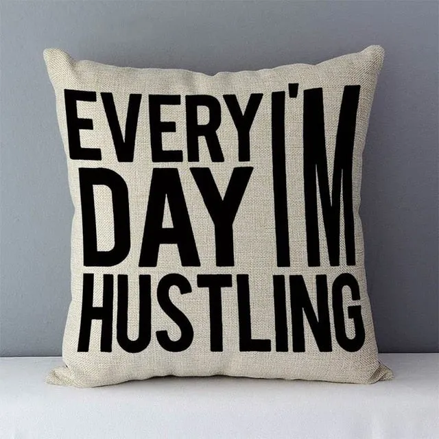 Popular phrase words letters printed couch cushion home decorative pillows 45x45cm cotton linen square cushions "Love you more"