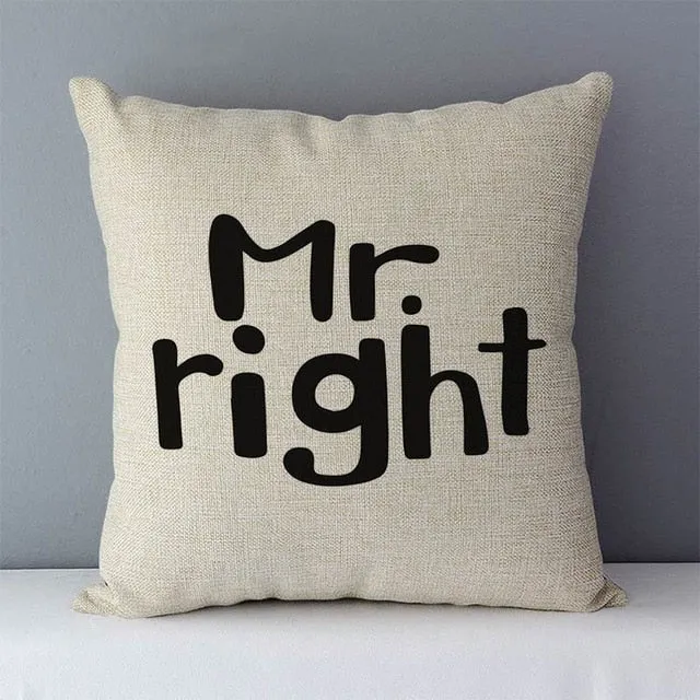 Popular phrase words letters printed couch cushion home decorative pillows 45x45cm cotton linen square cushions "Love you more"