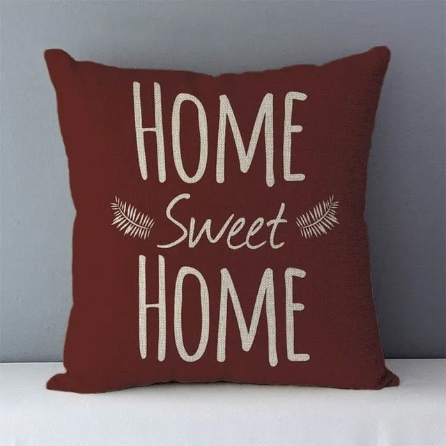 Popular phrase words letters printed couch cushion home decorative pillows 45x45cm cotton linen square cushions "Love you more"